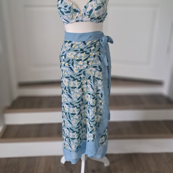 IDOPIO 3 Piece  Floral Bikini  with Cover Up Maxi Sarong Sz. Large NWT - Picture 8 of 14